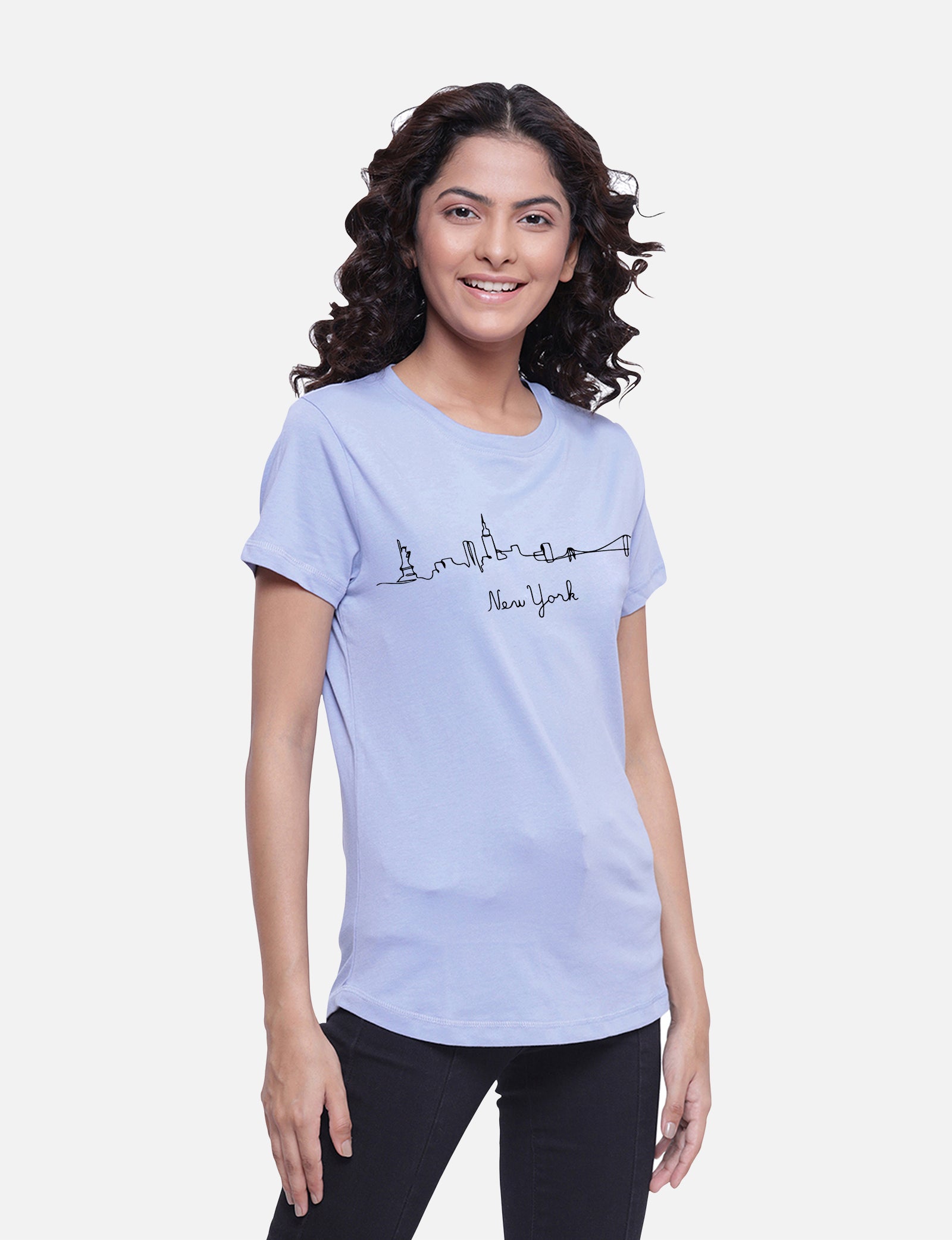 Lavender Color Cotton Printed T-shirts for Women's Shop Online