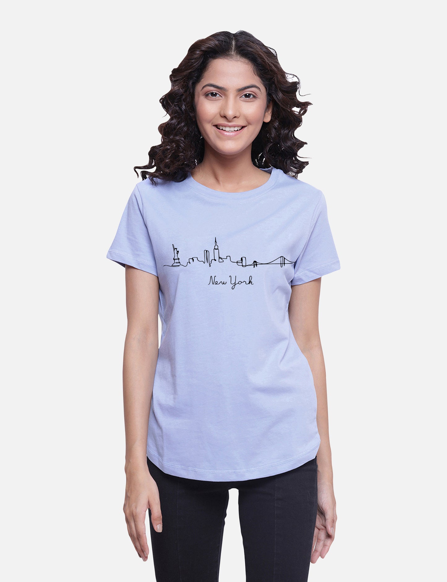 Lavender Color Cotton Printed T-shirts for Women's Shop Online