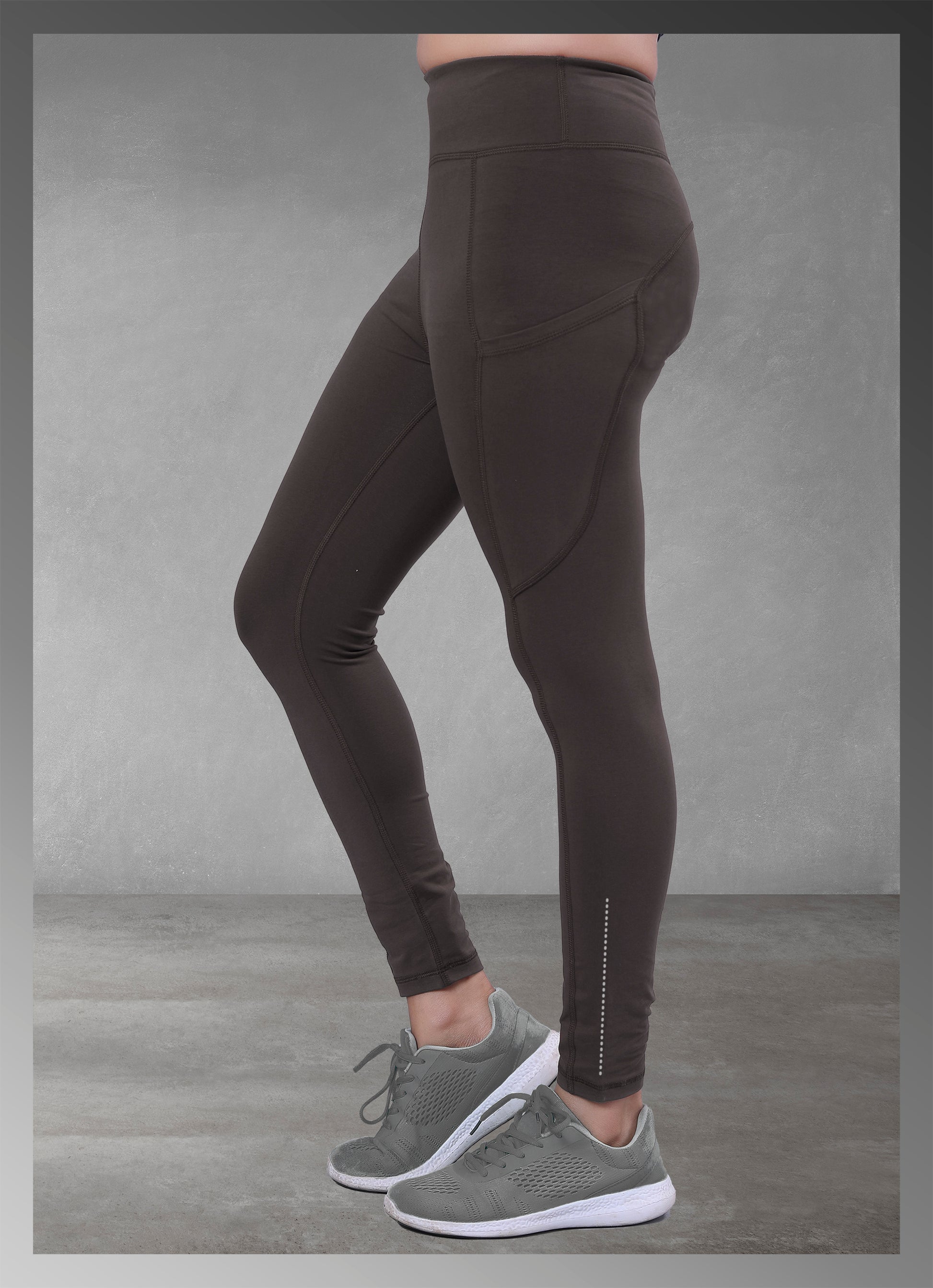 Womens Eiffel Tower grey pocket yoga wear available online, offering a sleek and stylish design