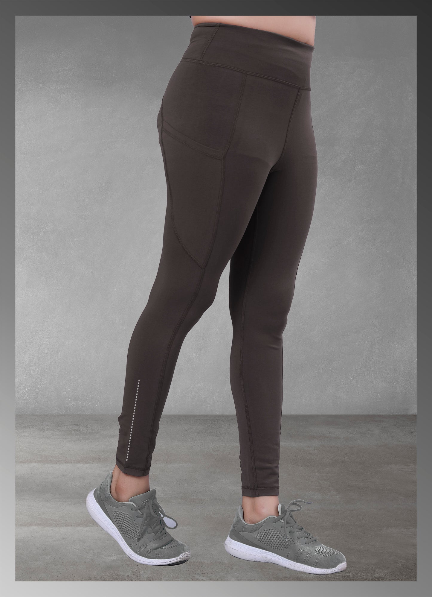 Womens Eiffel Tower grey pocket yoga wear available online, offering a sleek and stylish design