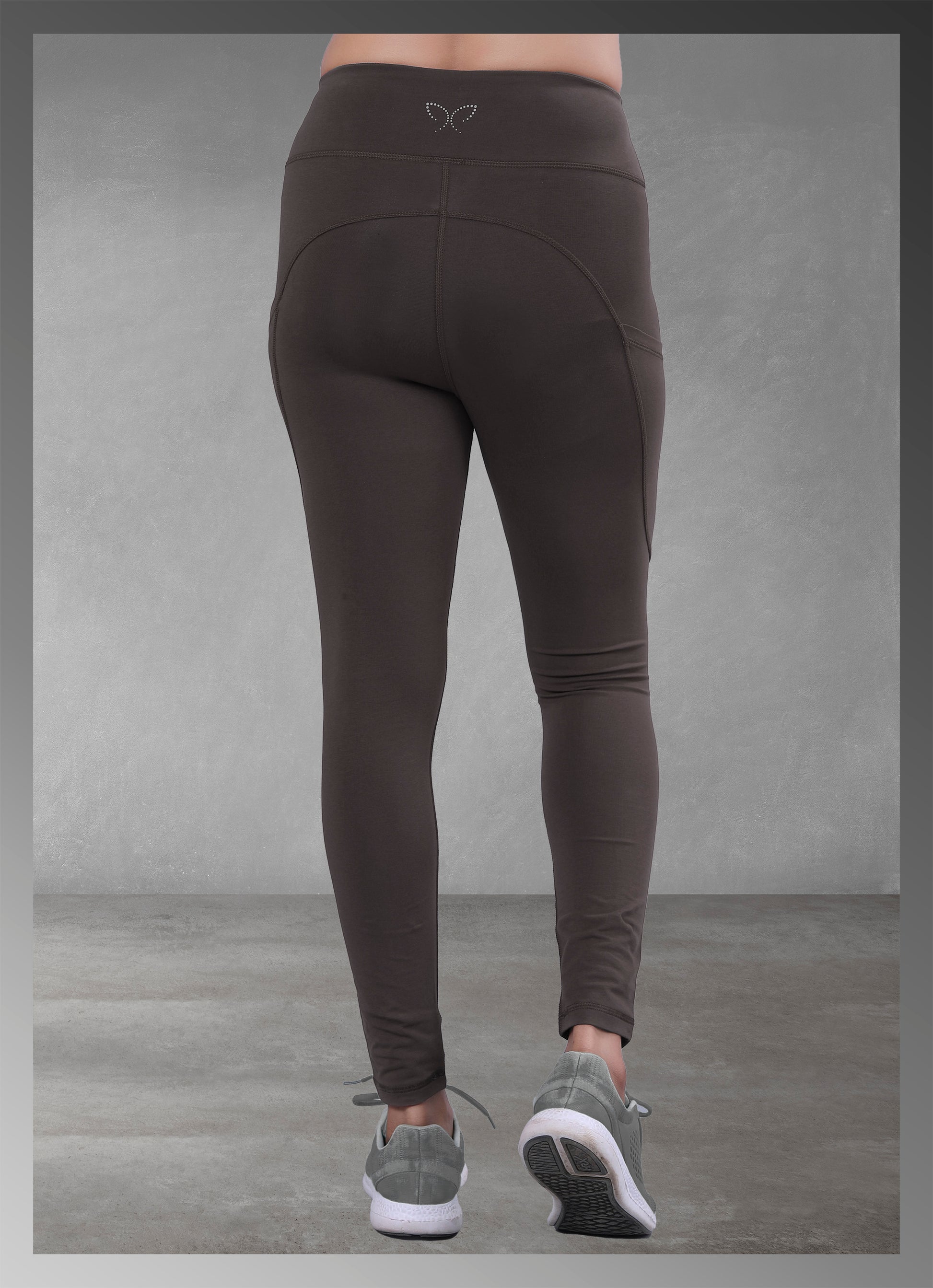 Womens Eiffel Tower grey pocket yoga wear available online, offering a sleek and stylish design