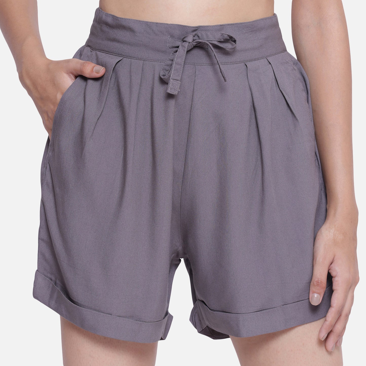 Buy womens soft modal grey color shorts online, featuring a fashionable design and ultra-soft fabric for any casual look