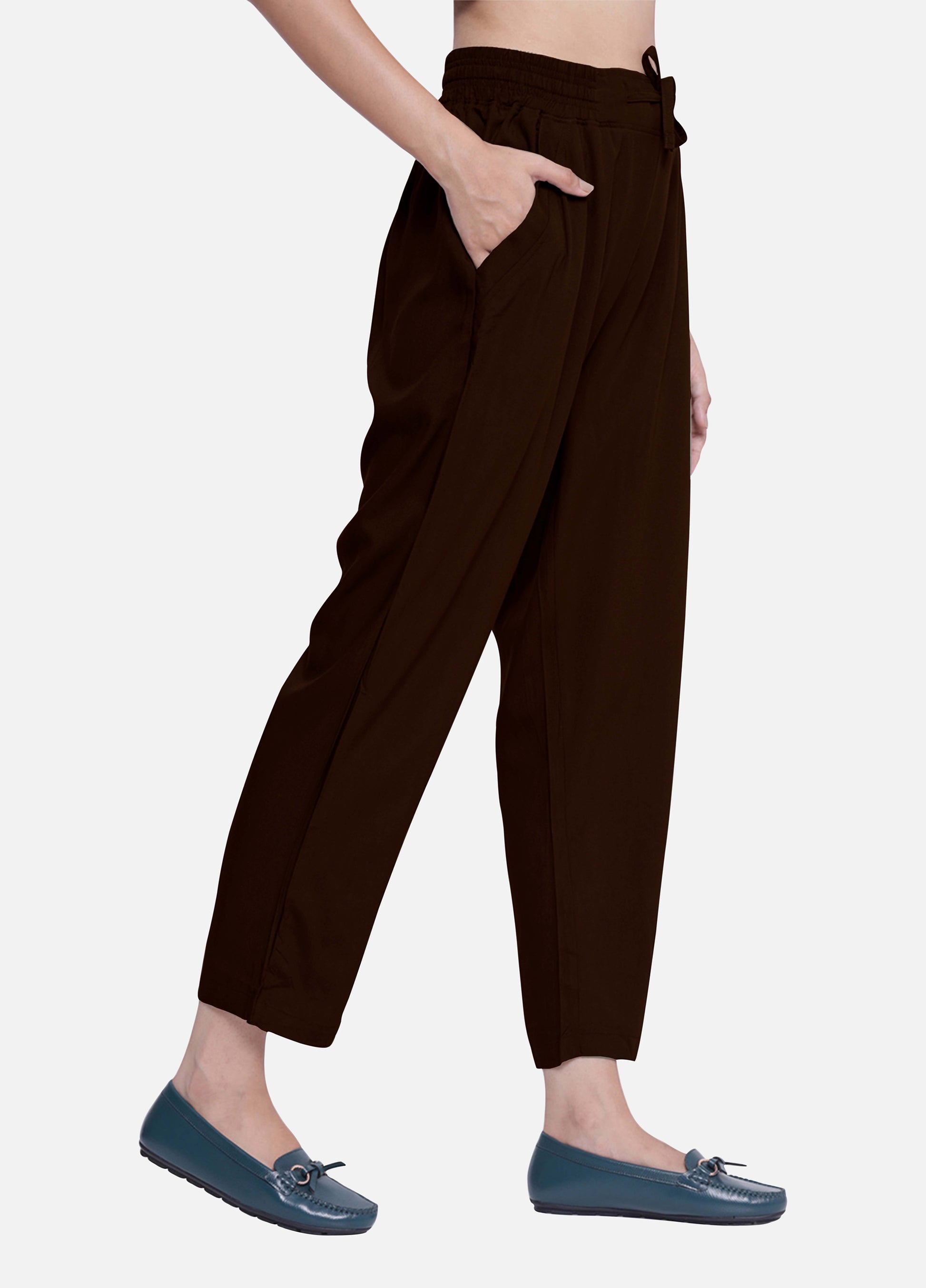 Cigarette Trousers for Women's - Rum Raisin