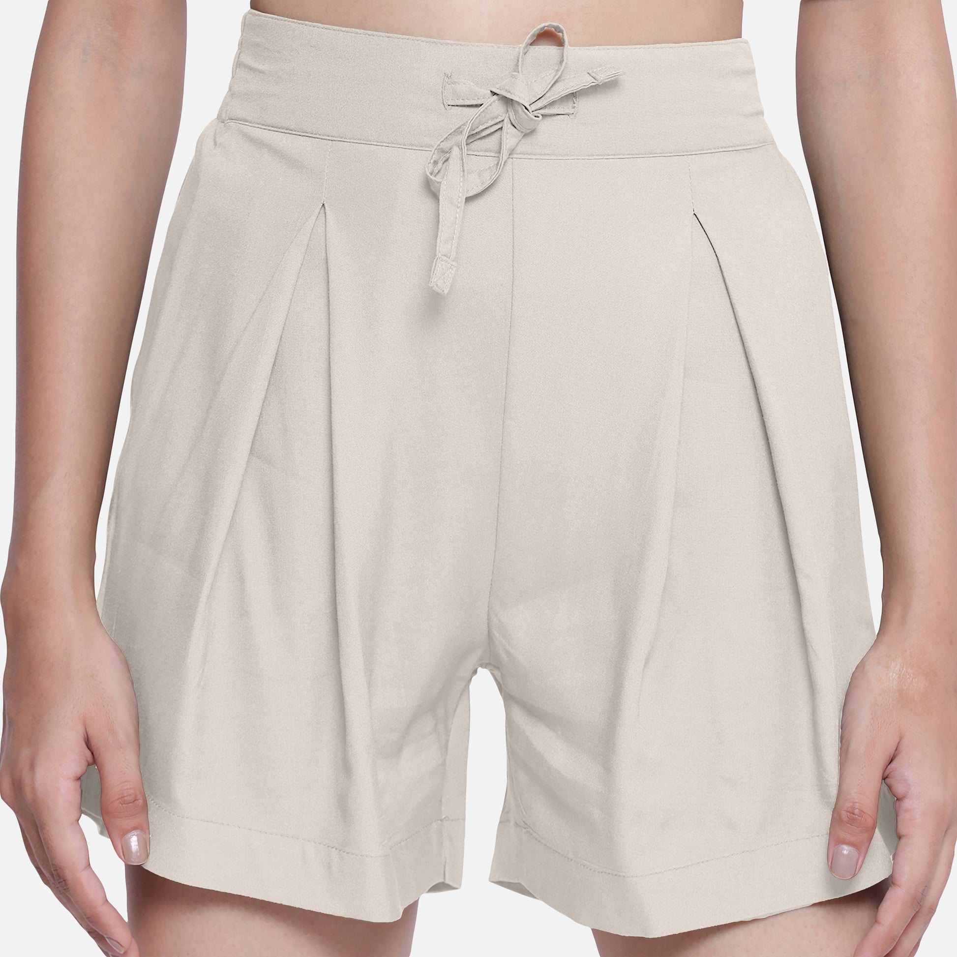 Shop women beige shorts made from soft modal fabric, combining comfort with a chic look, ideal for everyday wear, available online