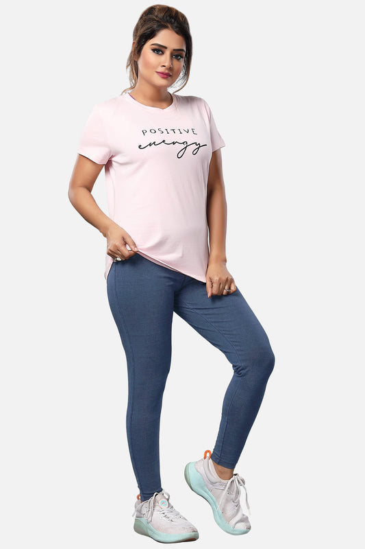 Shop womens knitted mid-blue denim jeggings, featuring a trendy design and a flattering fit, ideal for everyday fashion, available online