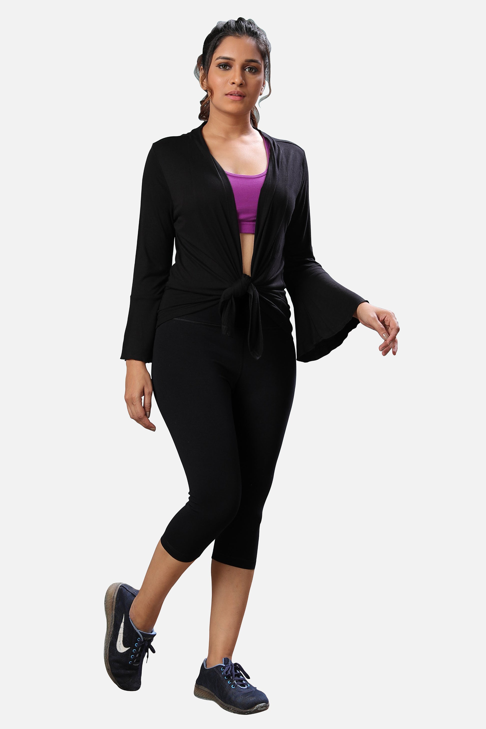 Womens black capris, offering a sleek and versatile look, perfect for casual or semi-formal wear, available online